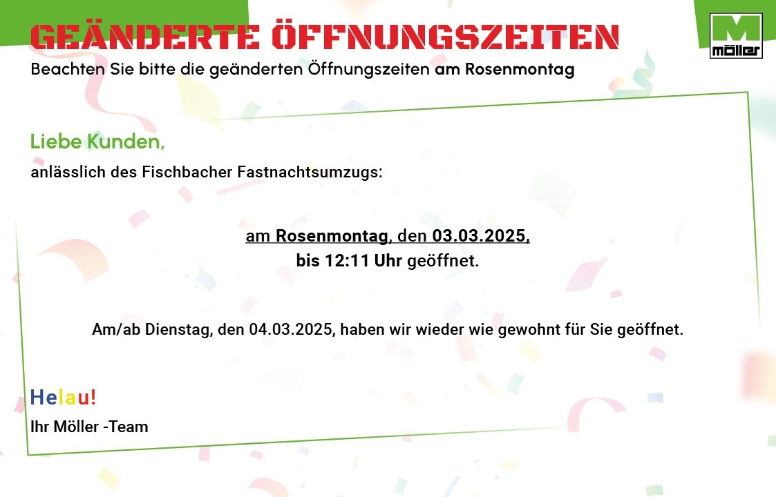 Du betrachtest gerade Gänderte Öffnungszeiten am 03.03.2025